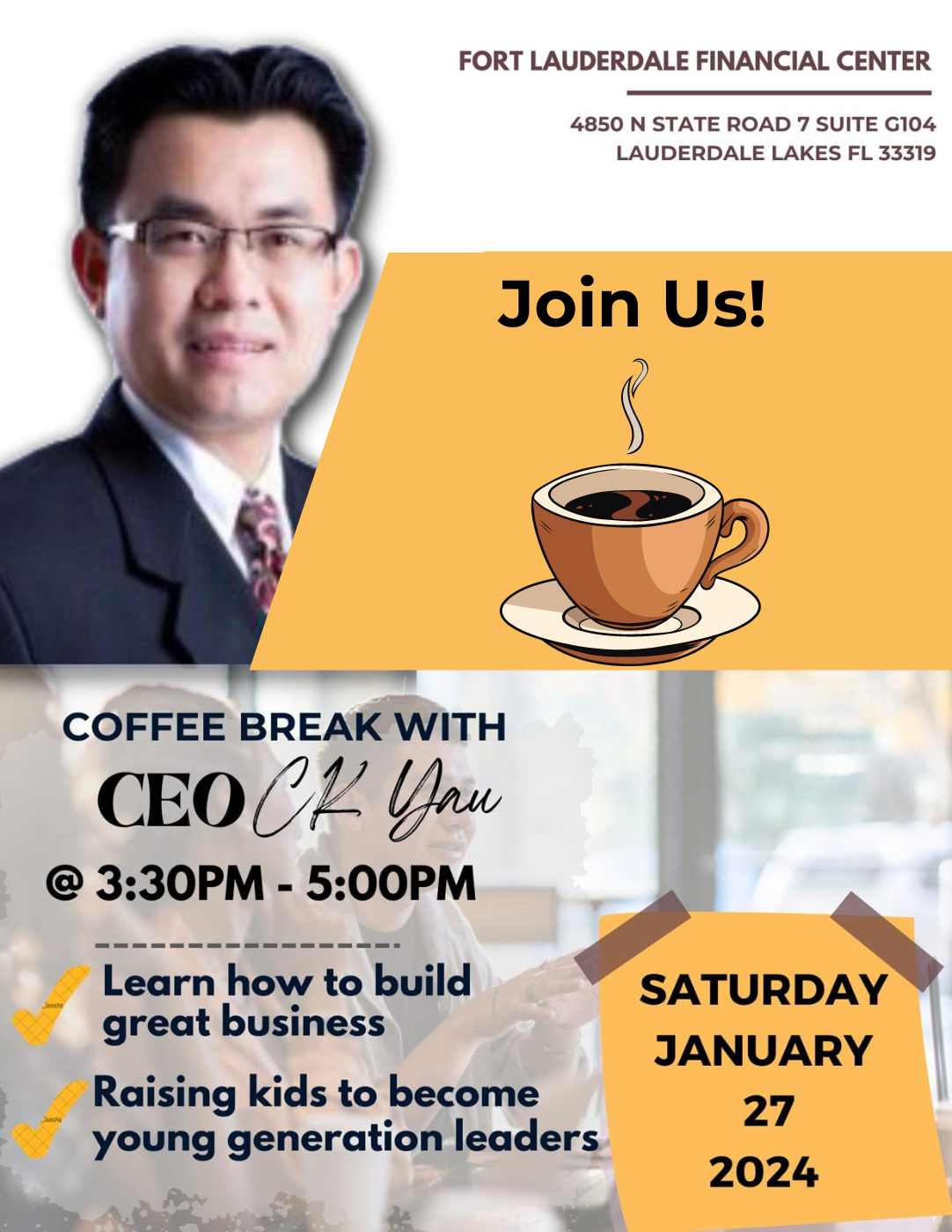 Join Us! Coffee Break with CEO CK Yau Join Us! Coffee Break with CEO CK Yau